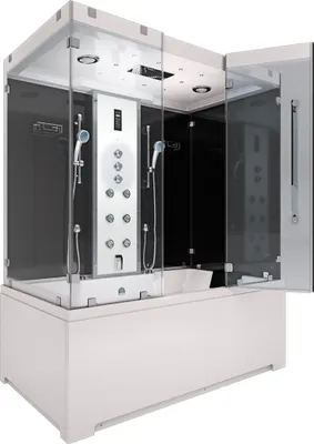 Produktbild von Kombination Badewanne Dusche K80-SW-TH-C-SC-EA Duschtempel 180x100 cm aktive Schlauch-Reinigung