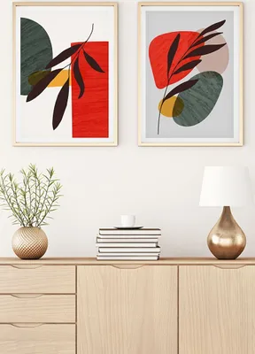 Productafbeelding van Wallity, Huhu44 - 70 x 50, Decoratieve MDF-schilderijen in lijst (2 stuks), 100% MDF, Meerdere kleuren, 50 x 70 cm
