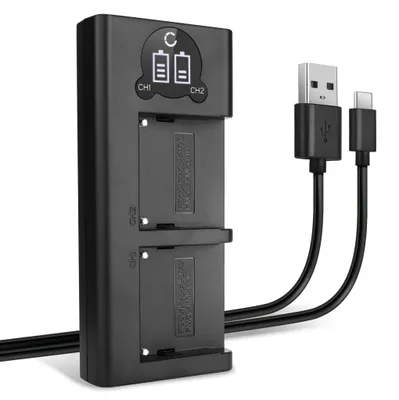 Image de CELLONIC Chargeur Double NP-F970 -F550 -F750 -F330 Smart et Rapide compatible avec Alimentation Dual BC-VM50 de Charge