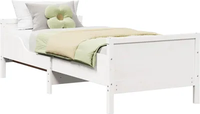 Produktbild von vidaXL Bettrahmen mit Kopfteil Weiß 80 x 200 cm Holzwerkstoff
