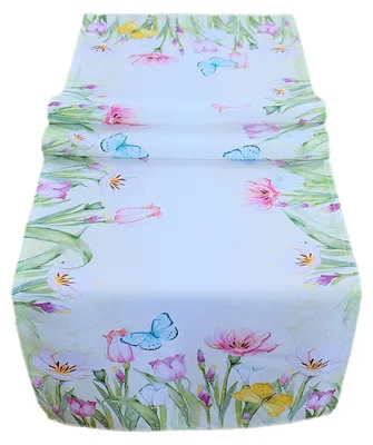 Produktbild von Tischwäsche Druck Tulpen Schmetterlinge 40 x 140 cm