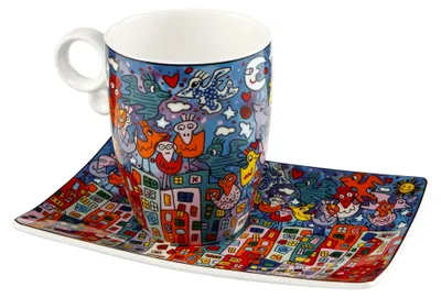 Produktbild von Tasse mit Untertasse, Porzellan, Mehrfarbig, 350 ml