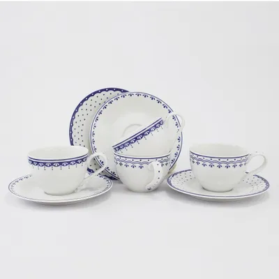 Produktbild von Leander Tassen- und Untertassenset, 0,20 l, HyggeLine, blau, Leander, Tschechisches Porzellan, 4 Stück