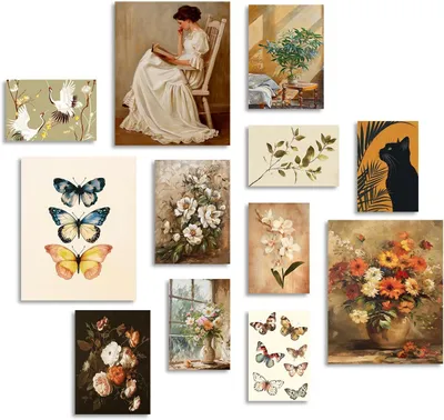 Image de Ensemble de 12 posters vintage et éclectiques, de différentes tailles, idéal pour la décoration de chambres