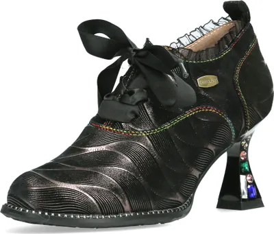 Produktbild von Laura Vita Damen Pumps mit Metallic Glanz Satinband und Strass Oliveo 05, Größe:37 EU, Farbe:Silber