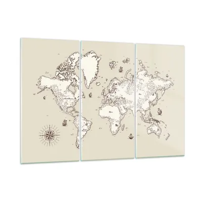 Produktbild von Bilder auf glas - Karte Welt Klassiker Kontinente - 165x110cm - Glasbilder - Wandbilder - Kunstdruck - Wanddekoration aus Glas - Glas Bilder - Wandbild auf Glas - GCE165x110-2910