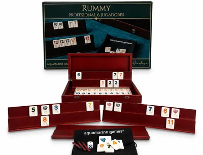 Immagine prodotto di Aquamarine: gioco da tavolo professionale di ramino per 6 giocatori in valigetta di legno Golden  Bambini Golden One Size