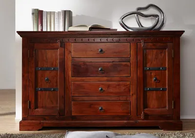 Produktbild von MASSIVMOEBEL24 Sideboard Akazie 150x45x89 nougat lackiert OXFORD #513