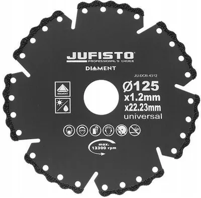 Image de Disque diamant segmenté, universel, coupe à eau et à sec, 125 mm/1,2 mm, Jufisto