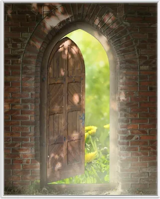Produktbild von Wallario Wandbild Offene Pforte, Größe: 40,30 x 50,30 cm, Poster mit weißem Aluminiumrahmen