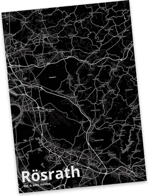 Produktbild von Mr. & Mrs. Panda Postkarte Rösrath - Geschenk, Stadt Dorf Karte Landkarte Map Stadtplan, Ansichtskarten, Grußkarte, bildkarte, Ansichtskarte, Postkarten