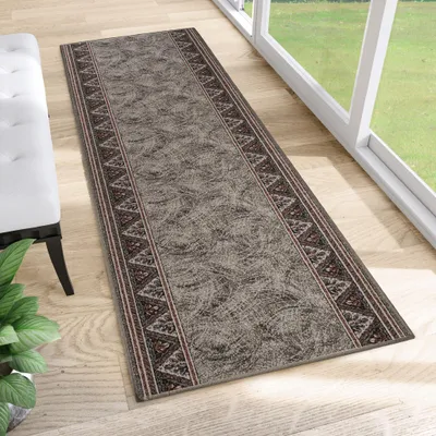 Produktbild von Tapiso Läufer Anti Rutsch Modern Grau Rot Wohnzimmer 120 x 160