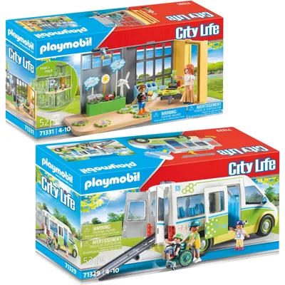Produktbild von PLAYMOBIL 2er-Set Schulbus + Klimakunde