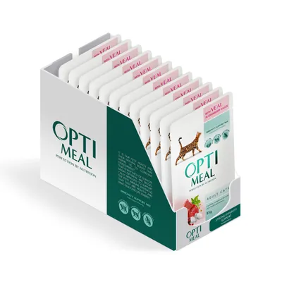 Produktbild von Optimeal Katzen-Nassfutter Kalb in Preiselbeersoße, 12x85 g