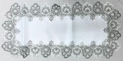 Obrázek produktu pro Prostírání dekorační s krajkou 40x90 cm bílá/šedá