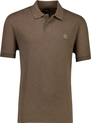 Produktbild von Boss Orange Polo braun einfarbig normale Passform Baumwolle