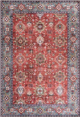 Produktbild von Mazovia Teppich Rot Orientalisch Vintage - Wohnzimmer, Schlafzimmer, Esszimmer, Büro - Kurzflor - Rechteckig - Traditioneller Rutschfest - 80x150 cm