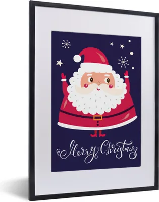 Produktbild von MuchoWow® MuchoWow® Gerahmtes Poster Weihnachtsmann - Weihnachten - Zitate - Frohe Weihnachten - Schnee 30x40 cm - Poster mit zchwarzem Bilderrahmen - Wandposter Schlafzimmer