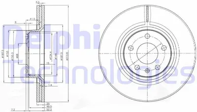 Produktbild von 2x DELPHI Bremsscheibe BG3942 für AUDI A6 Avant (4F5 C6) A6 Avant (4B5 C5)