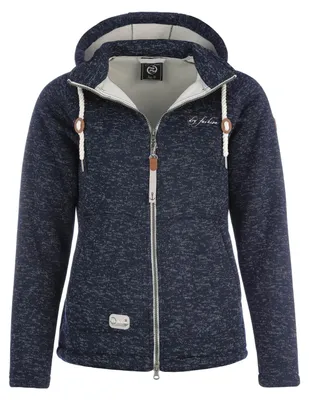 Produktbild von Dry Fashion Damen Fleece-Jacke Föhr - Fleecejacke Strickjacke Sweatshirtjacke Damen Outdoor Jacke mit Kapuze und Reißverschluss in Navy-Melange Größe 46