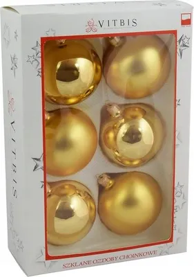 Obrázok produktu pre Bombki choinkowe złote gładkie 80 mm 6 sztuk