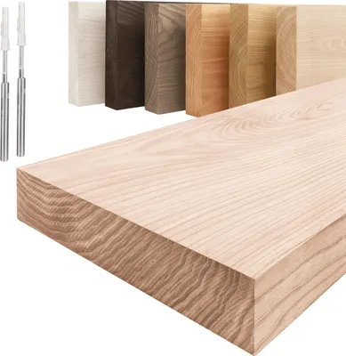 Produktbild von Lamo Manufaktur Wandregal Holz Gerade | Regal Farbe: Roh | Invisible: Schweberegal | 140 cm