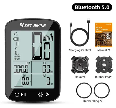 Immagine prodotto di Computer da bicicletta GPS - Modello 0702115 - Senza fili - Bluetooth 5.0 - Resistente all'acqua (IPX7) - Display a colori da 6,1 cm - Ricarica tramite USB-C - Colore: nero