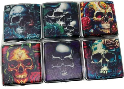 Produktbild von 2er Zigarettenetui Zigarettendose für 20 Zigaretten Etui Zigarettenbox Skull