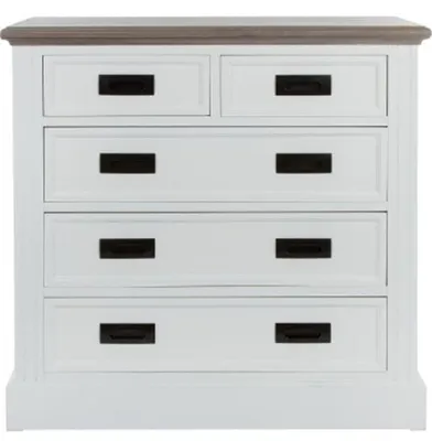 Obrázek produktu pro Casa Padrino komoda ve venkovském stylu s 5 zásuvkami bílá / šedá 85 x 40 x v. 86 cm - Nábytek ve venkovském stylu
