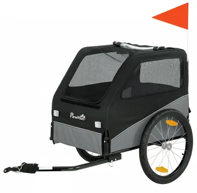 Immagine prodotto di Rimorchio Bici per Cani Taglia Media 139x72x88 cm Pieghevole in Metallo e 600D Ox  Copertura Sfoderabile Grigio