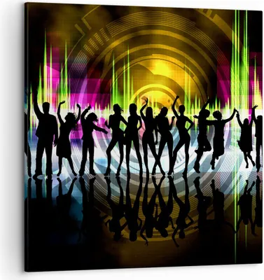 Produktbild von Bild auf Leinwand - Leinwandbild - Disco Musik Tanz Spaß - 50x50cm - Wand Bild - Wanddeko - Leinwanddruck - Bilder - Kunstdruck - Wanddekoration - Leinwand bilder - Wandkunst - AC50x50-2580