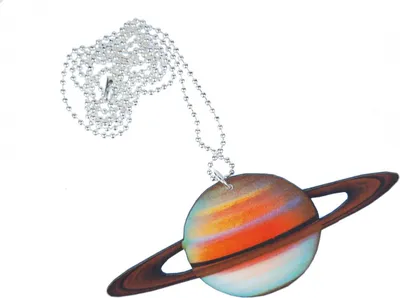 Produktbild von Planeten Kette Saturn Halskette Miniblings 80cm Sonnensystem Ringplanet bunt