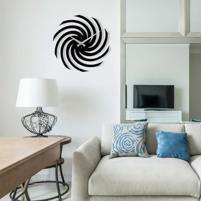 Produktbild von Opviq, Enzoclock- ENZ1423, Schwarz, Wanduhren, 48 x 48 cm, 100% Metall (Dicke: 1