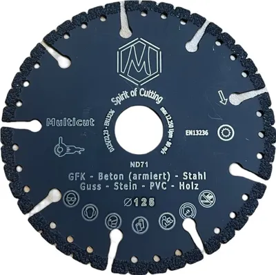 Image de 3x disque diamant Multicut 2,4 x 5,0 / 125 mm 22,23 mm Lame de scie multifonction pour béton acier fonte PVC bois