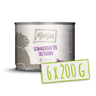 Produktbild von MjAMjAM - 6x200g dosen Truthahn an Möhren Nassfutter für Katzen Hauptfutter natur