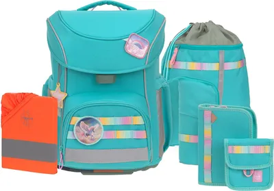 Image de Ensemble de cartables Lässig, 7 pièces, Slim Unique turquoise