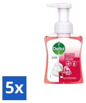 Produktbild von 5 x Dettol Schaumhandseife Rosen & Kirschblüte - 250 ml - Vorteilspackung - 5 Stücke