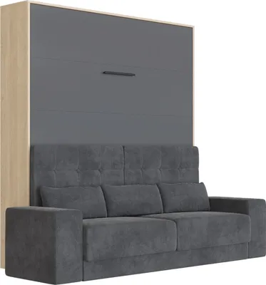 Produktbild von SMARTBett Schrankbett M1 140x200 Vertikal Kaiser Eiche/Anthrazit mit Sofa