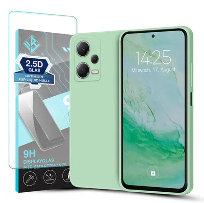 Produktbild von Hülle für Xiaomi Redmi Note 12 mit 9H Displayglas Displayschutz Case Cover Bumper Smartphone Softgrip Schutzhülle Farbe: Türkis