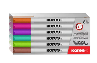 Zdjęcie produktu dla Kores M22846, 6 szt., Brązowy, Jasny Niebieski, Jasnozielony, Różowy, Fioletowy, Końcówka pędzlowa, Wielobarwny, Okrągły, 1 mm