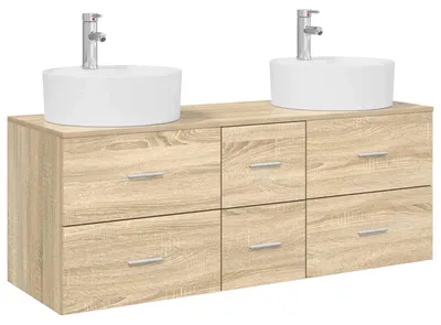 Immagine prodotto di vidaXL Set di mobili da bagno, 3 pezzi, effetto legno Sonoma, 49,5 x 44,5 x 65 cm