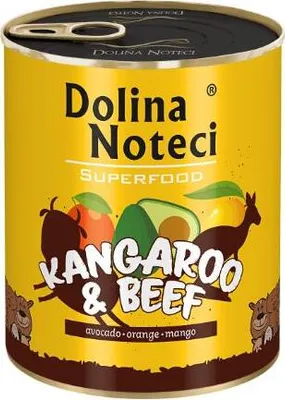 Produktbild von Dolina Noteci Glutenfrei Superfood Nassfutter für Hunde - Känguru und Rindfleisch 800g (12-er pack)