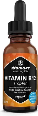 Produktbild von Vitamin B12 100 μg hochdosiert vegan Tropfen 50 ml
