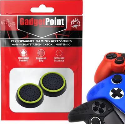 Produktbild von Thumbgrips - Thumb Grips voor PlayStation, PS5, Xbox X/S, One & Switch Pro Controller - Gaming Thumbgrips - Performance Anti-Slip Thumbsticks - Bescherming Accessoires - Zwart/Lichtgroen -
