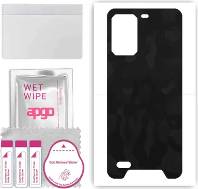 Produktbild von apgo Rückseite Schutzfolie, Skin, kompatibel mit Ulefone Armor 7E, Hinten Displayschutzfolie aus Vinylfolie, kratzfest, einfache Montage - Schwarzes Tarnmuster