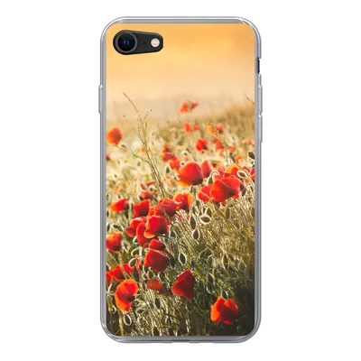 Produktbild von MuchoWow® Handyhülle Schutzhülle Hülle für iPhone 8 Sonnenstrahlen über einem Mohnblumenstrauß Silikon Softcase Handy Hülle - Schutzhaube