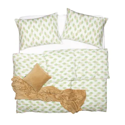Obrázek produktu pro SCANquilt povlečení KLASIK listy béžovozelinkavá 100% bavlna 140 x 220/70 x 90 cm