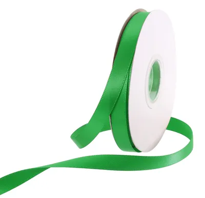 Image de Ruban en satin grograin, double face, idéal pour la décoration et les travaux manuels. Dimensions : 1 cm x 91,44 m. Couleur : vert