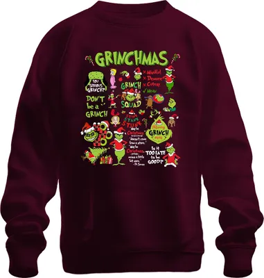 Produktbild von Grinchmas Grinch Squad Don't Be a Grinch Merry Christmas Funny Uni Sweatshirt Pullover, Burgundy, XXL