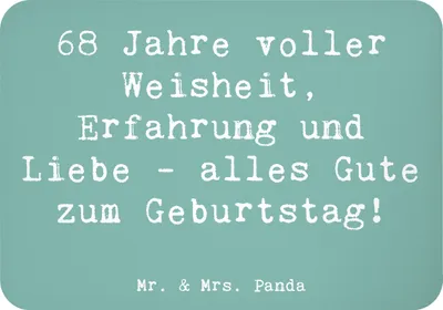 Produktbild von Mr. & Mrs. Panda magnet Spruch 68. Geburtstag - Meeresbrise - Geschenk, whiteboardmagnet, besondere Momente, Familie, zettelhalter, Geburtstagsgeschenk, Pinnwandmagnet